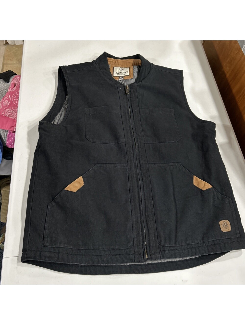 legendary whitetails Mens Vest Large Canvas Trail Black